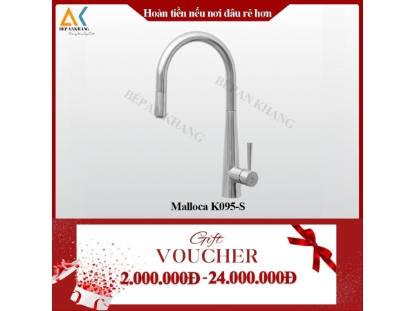 Vòi Rửa Chén Dây Rút 2 Nguồn Nóng Lạnh Malloca K095-S - Inox 304 Tạo Bọt Và Chống Văn Nước